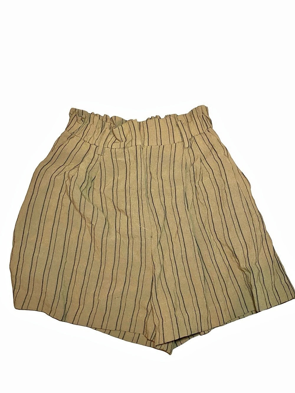 H&M Striped High Waist Shorts in Brown Size Medium